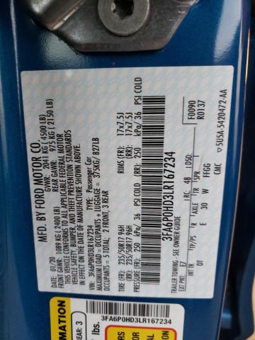 2020 FORD FUSION SE - 3FA6P0HD3LR167234