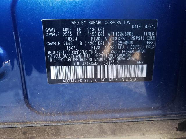 4S4BSANC2H3415919 Subaru Outback 2.5i Limited