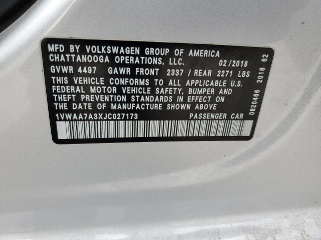 2018 VOLKSWAGEN PASSAT S - 1VWAA7A3XJC027173