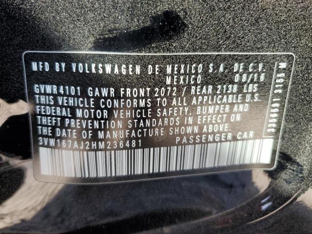 2017 VOLKSWAGEN JETTA S 3VW167AJ2HM236481