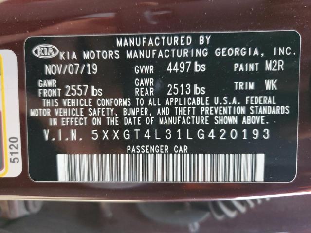 5XXGT4L31LG420193 KIA Optima Lx