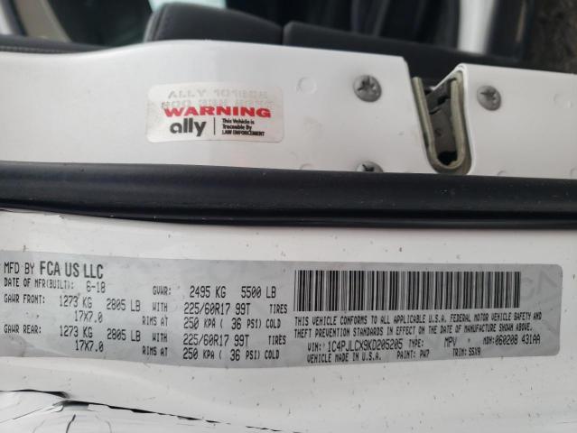 1C4PJLCX9KD205205 Jeep Cherokee Latitude