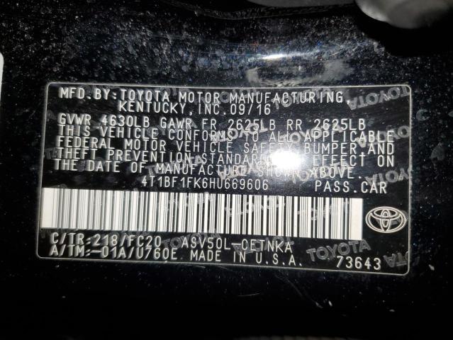 2017 TOYOTA CAMRY LE - 4T1BF1FK6HU669606