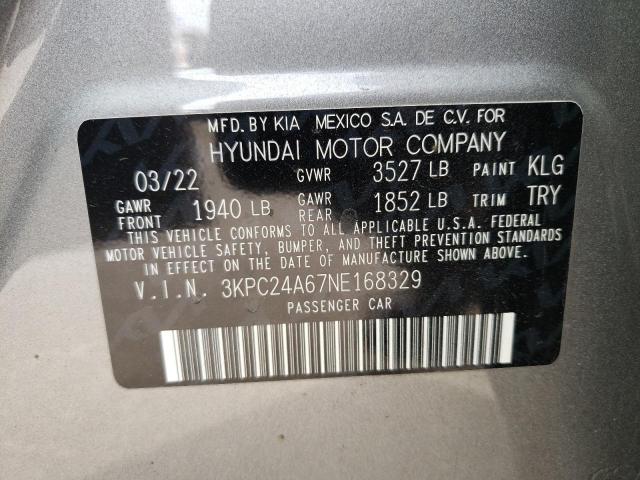 3KPC24A67NE168329 | 2022 HYUNDAI ACCENT SE