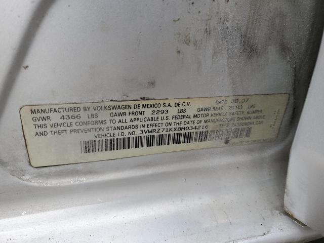 2008 Volkswagen Jetta Se VIN: 3VWRZ71KX8M034216 Lot: 60001643