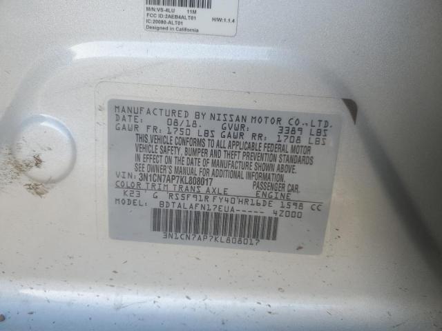 2019 NISSAN VERSA S 3N1CN7AP7KL808017