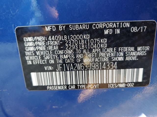 2018 SUBARU WRX STI LI - JF1VA2W63J9814334