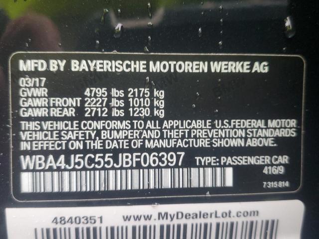 2018 BMW 440I GRAN WBA4J5C55JBF06397