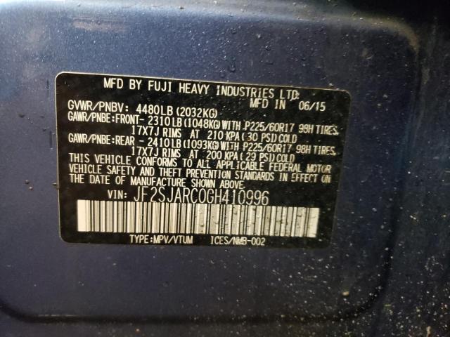 2016 SUBARU FORESTER 2 - JF2SJARC0GH410996