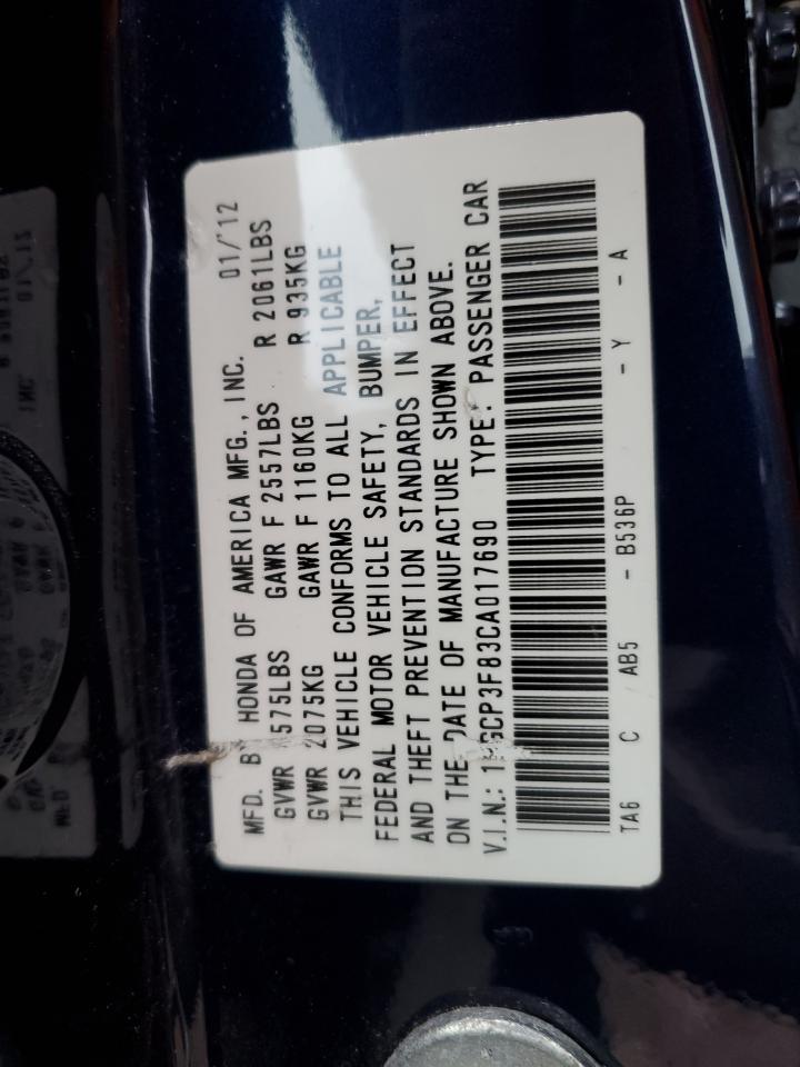 1HGCP3F83CA017690 2012 Honda Accord Exl