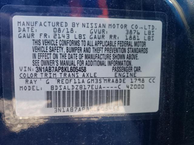 2019 NISSAN SENTRA S/S 3N1AB7AP8KL605458