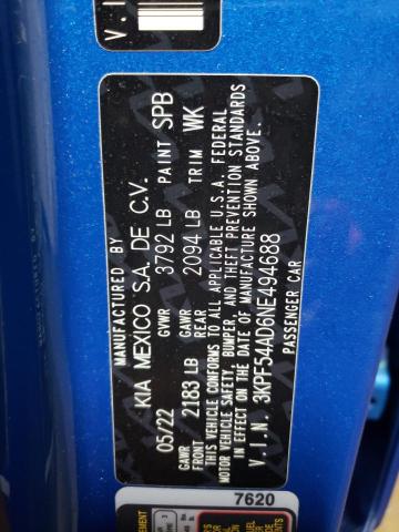 3KPF54AD6NE494688 KIA Forte Gt Line