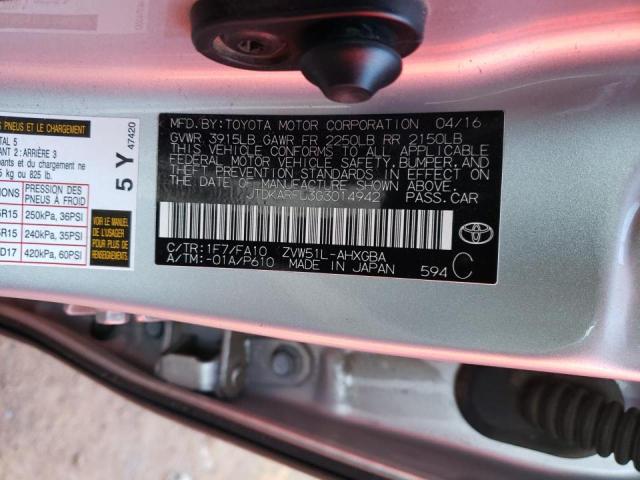 JTDKARFU3G3014942 Toyota PRIUS