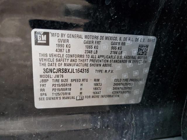 2018 CHEVROLET TRAX PREMI 3GNCJRSBXJL164316