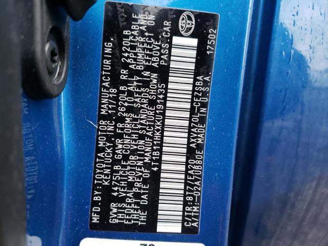 2019 TOYOTA CAMRY L - 4T1B11HKXKU191435