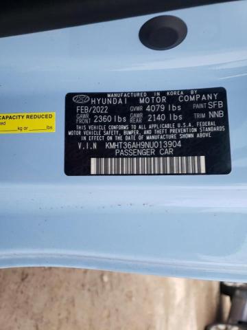 2022 HYUNDAI VELOSTER N - KMHT36AH9NU013904