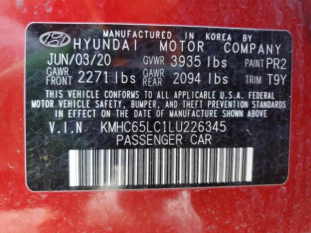 2020 HYUNDAI IONIQ BLUE - KMHC65LC1LU226345