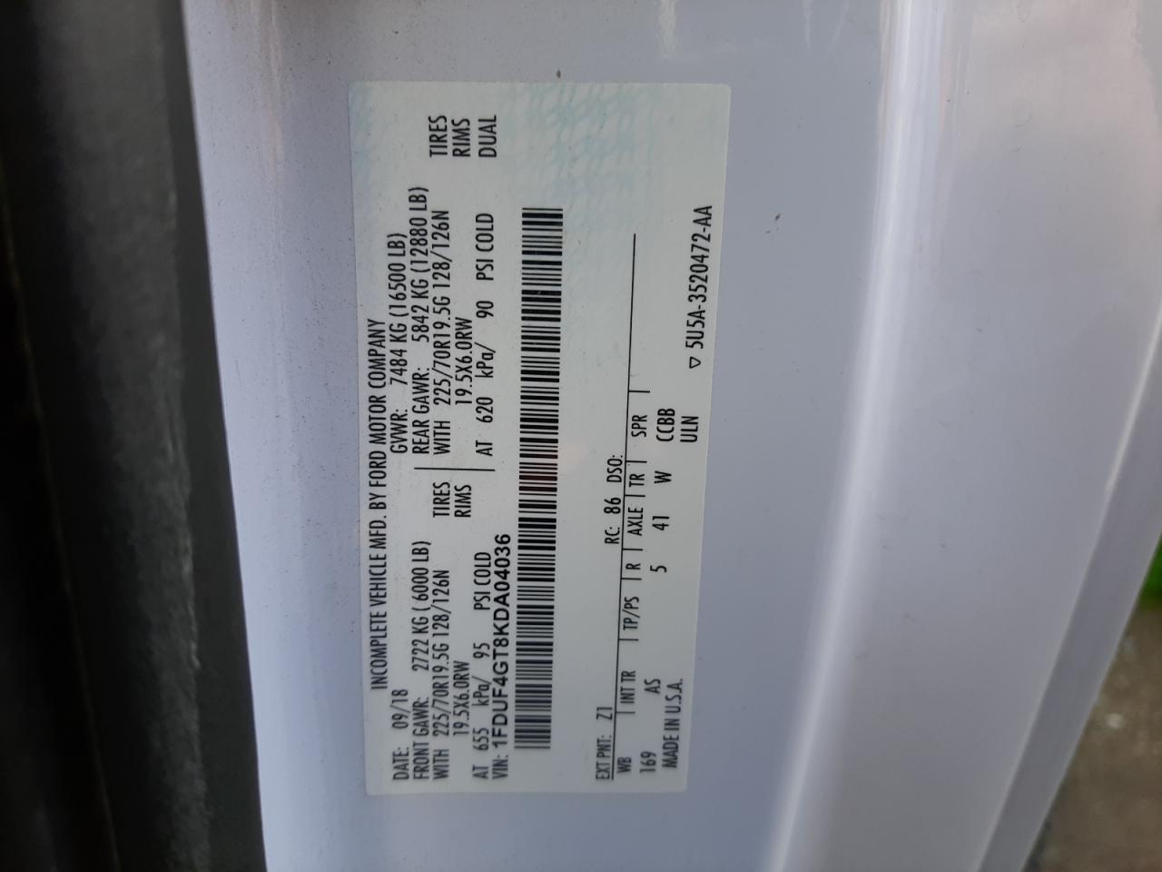 1FDUF4GT8KDA04036 FORD F450 2019