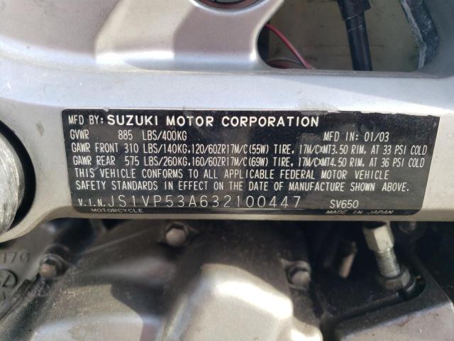 2003 SUZUKI SV650 - JS1VP53A632100447