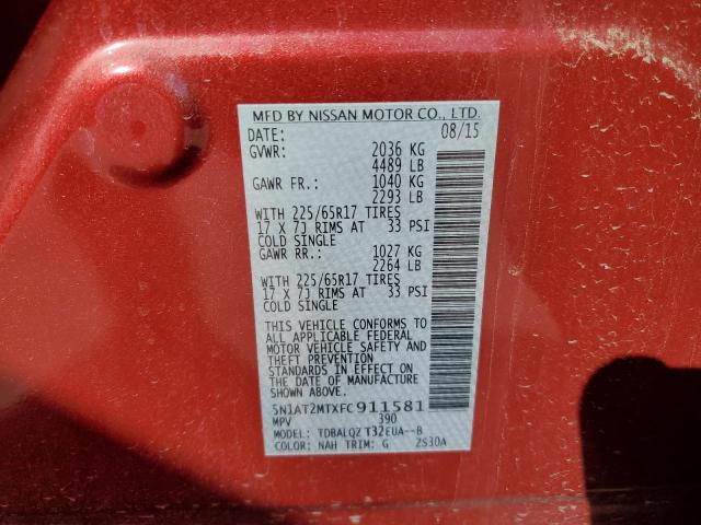 5N1AT2MTXFC911581 Nissan ROGUE S