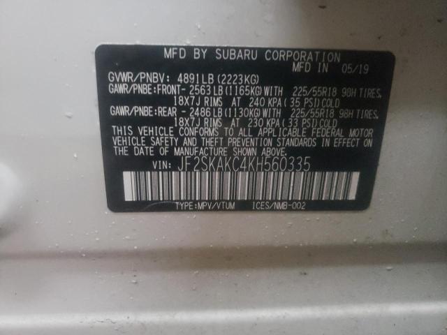 2019 SUBARU FORESTER S - JF2SKAKC4KH560335