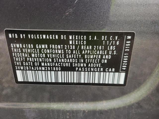 2017 VOLKSWAGEN JETTA S - 3VW2B7AJ5HM291880