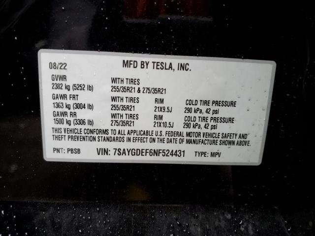7SAYGDEF6NF524431 Tesla Model Y