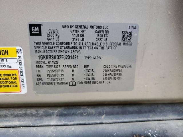 1GKKRSKD2FJ231421 GMC Acadia Slt-2