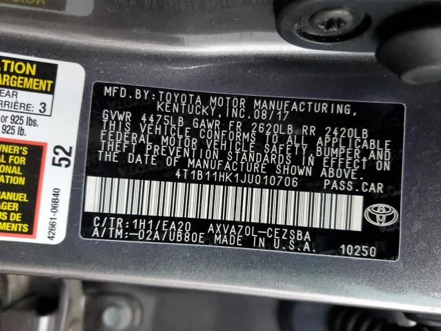 2018 TOYOTA CAMRY L - 4T1B11HK1JU010706