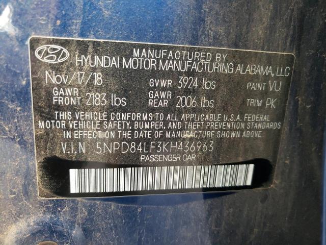 2019 HYUNDAI ELANTRA SE 5NPD84LF3KH436963