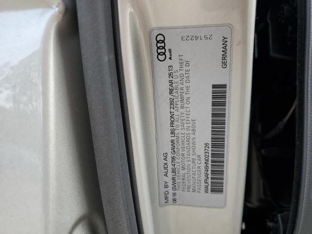 2017 AUDI A4 PRESTIG WAUFNAF46HN023726