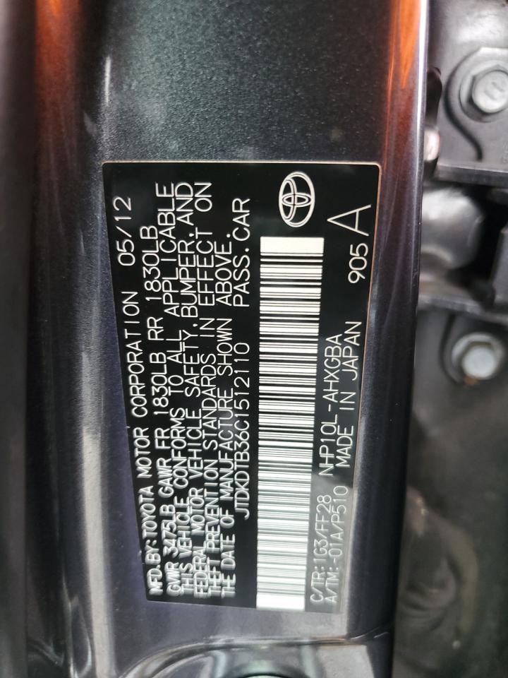2012 TOYOTA PRIUS C - JTDKDTB36C1512110