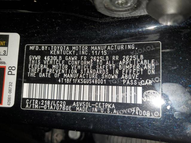 2016 TOYOTA CAMRY LE/X - 4T1BF1FK5GU548001