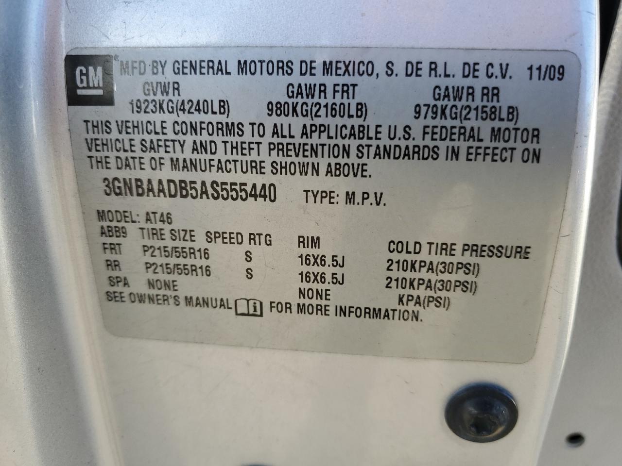 2010 CHEVROLET HHR LS - 3GNBAADB5AS555440