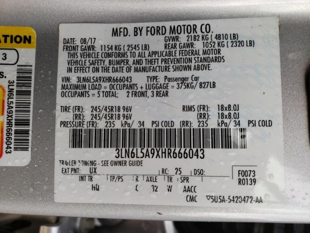 3LN6L5A9XHR666043 Lincoln Mkz Premiere