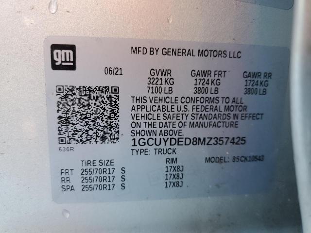2021 CHEVROLET SILVRK1500 1GCUYDED8MZ357425