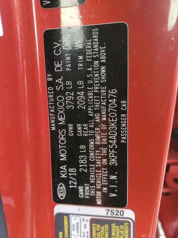 3KPF54AD3KE070476 KIA FORTE EX