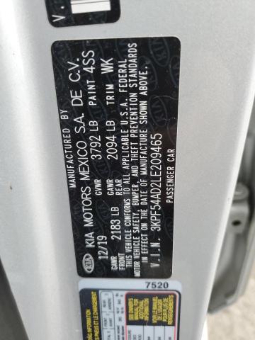 3KPF54AD2LE209465 KIA FORTE EX