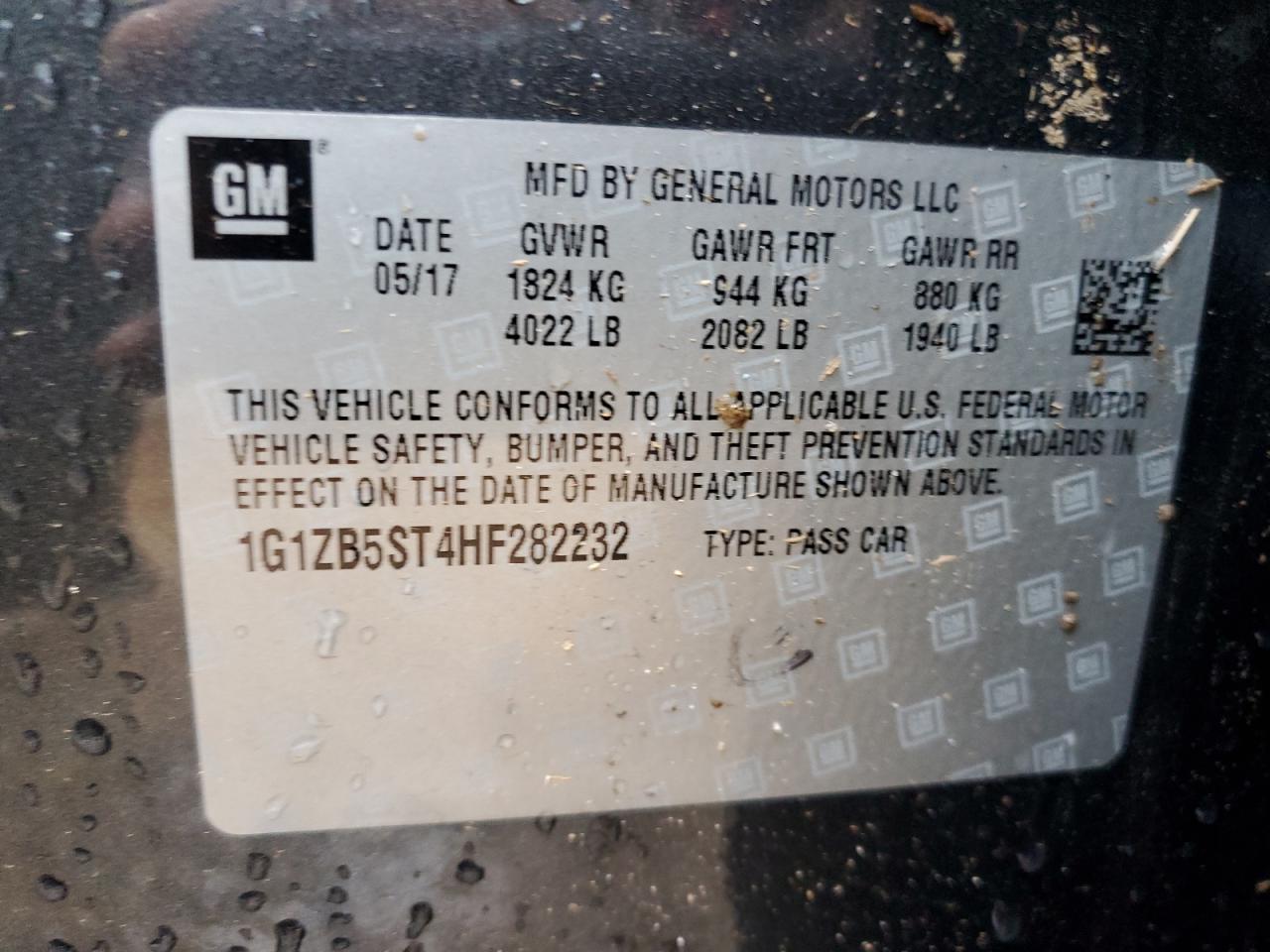 1G1ZB5ST4HF282232 CHEVROLET MALIBU 2017