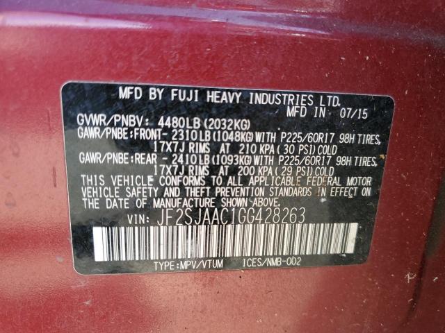 2016 SUBARU FORESTER L - JF2SJAAC1GG428263