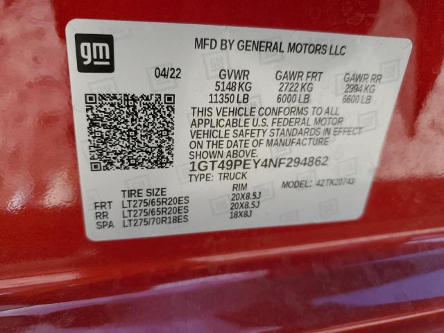 1GT49PEY4NF294862 GMC Sierra K2500 At4