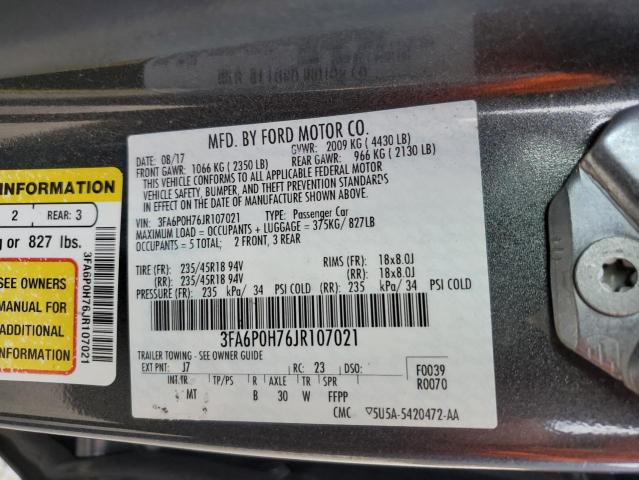2018 FORD FUSION SE - 3FA6P0H76JR107021