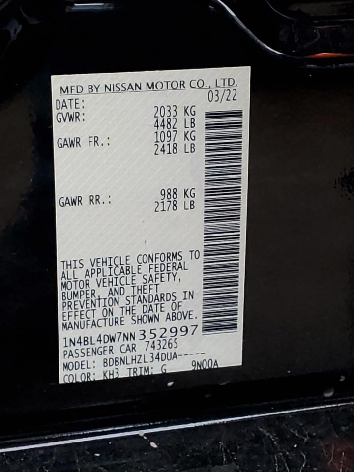 1N4BL4DW7NN352997 NISSAN ALTIMA 2022