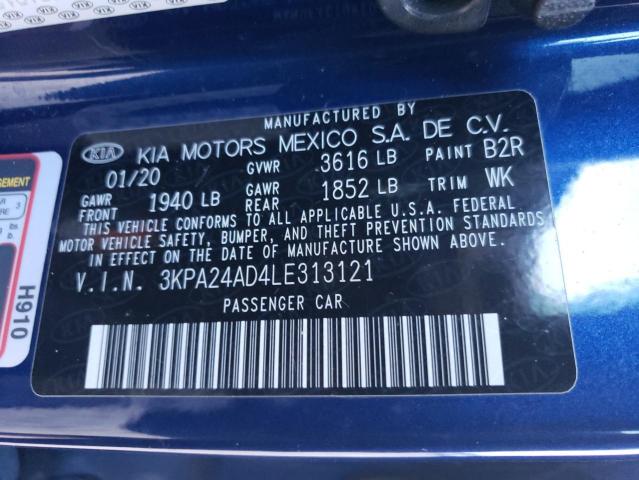 3KPA24AD4LE313121 KIA RIO LX