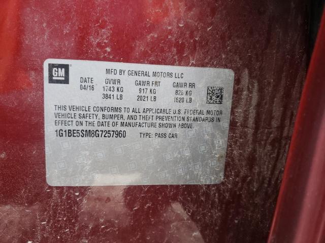 2016 CHEVROLET CRUZE LT - 1G1BE5SM8G7257960