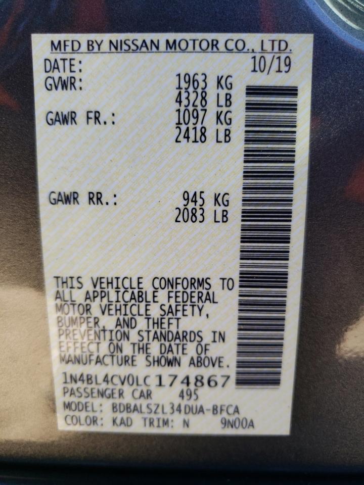 1N4BL4CV0LC174867 NISSAN ALTIMA 2020