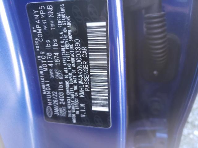 2022 HYUNDAI ELANTRA N - KMHLW4AKXNU003390