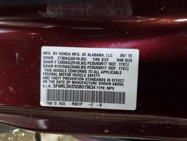 2016 HONDA ODYSSEY SE - 5FNRL5H35GB019634