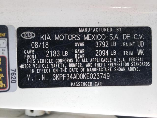 3KPF34AD0KE023749 KIA Forte Gt Line