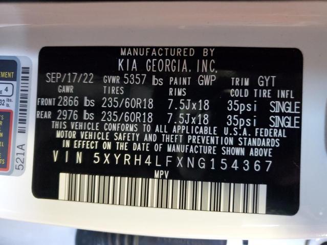 2022 KIA SORENTO EX - 5XYRH4LFXNG154367